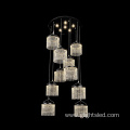 Aluminum luxury crystal indoor ceiling led pendant light